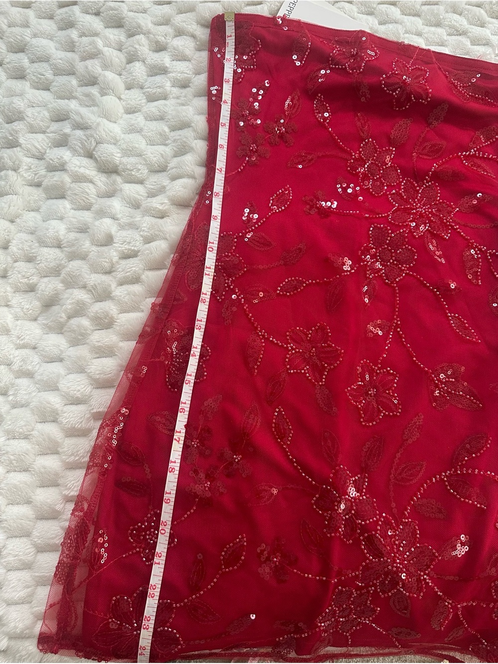 Peppermayo Red Sequin Floral Mini Skirt - Picture 6 of 6